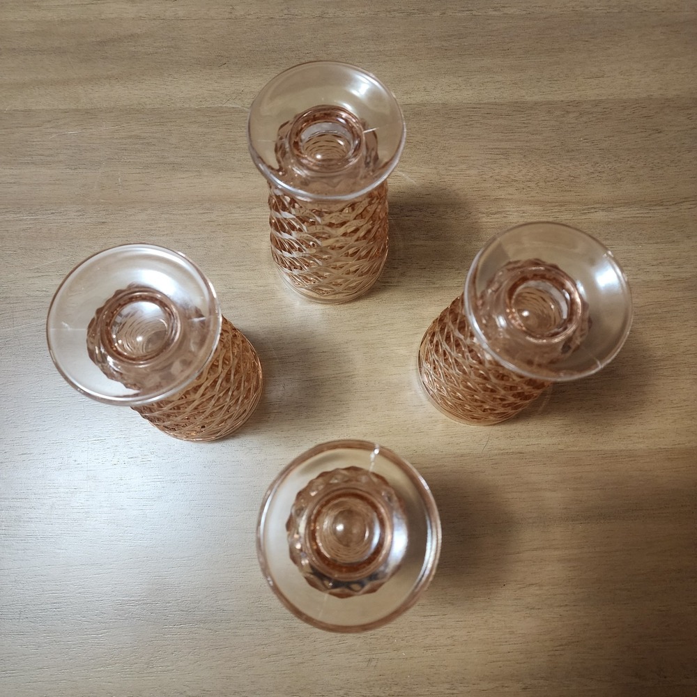 Colony Whitehall Peach Iced Tea Vintage Pink Cubist Tumbler Set Of 4 - Picture 4 of 8